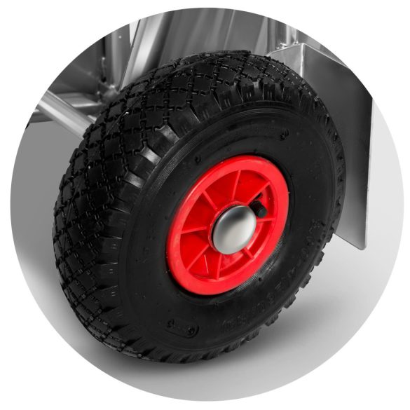 Molnárkocsi, Humberg HM-507, ezüst, acél váz, 150 kg teherbírás, összehajtható, állítható magasság (75-108cm), tömör kerekek