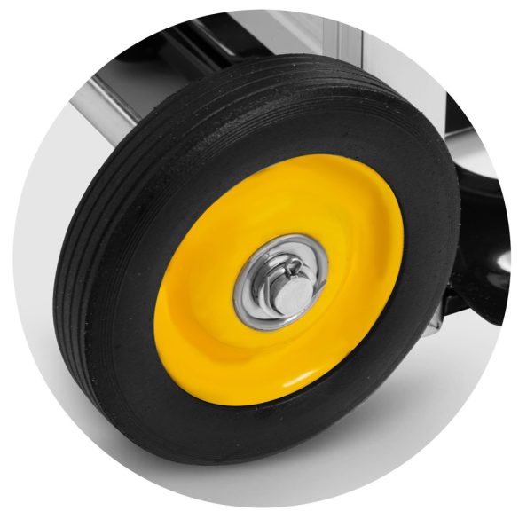 Molnárkocsi, Humberg HM-508, ezüst, acél váz, 90 kg teherbírás, összehajtható, állítható magasság (70–108 cm), tömör kerekek