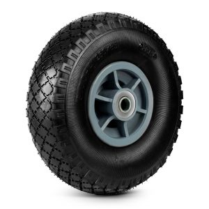 Talicska és kézikocsi kerék, Humberg HM-509, fekete, 26 cm átmérő, 7,5 cm szélesség, tengelyfurat: 17 mm, műanyag felni, belsővel, golyóscsapágyas