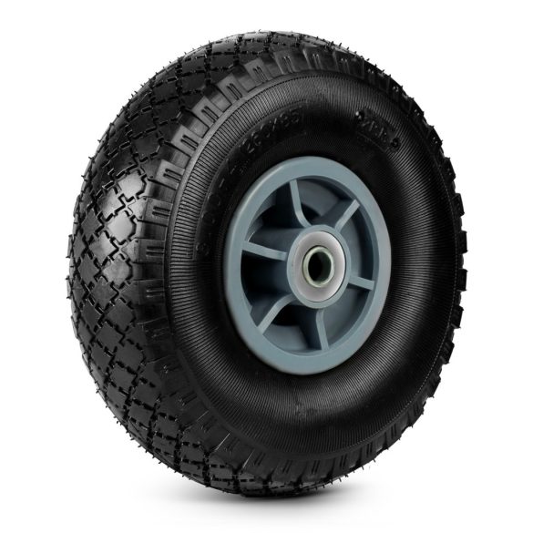 Talicska és kézikocsi kerék, Humberg HM-509, fekete, 26 cm átmérő, 7,5 cm szélesség, tengelyfurat: 17 mm, műanyag felni, belsővel, golyóscsapágyas