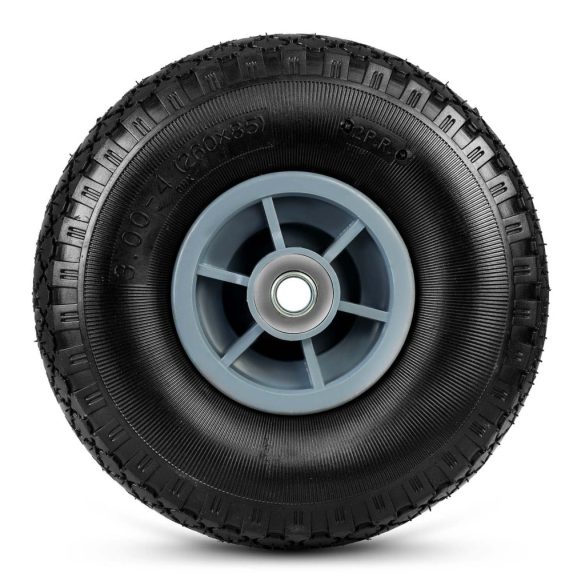 Talicska és kézikocsi kerék, Humberg HM-509, fekete, 26 cm átmérő, 7,5 cm szélesség, tengelyfurat: 17 mm, műanyag felni, belsővel, golyóscsapágyas