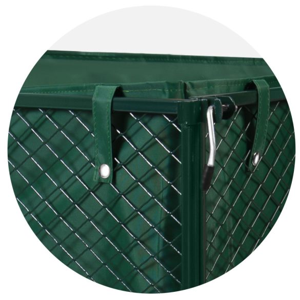 Négykerekű kocsi, Humberg HM-510, zöld, 280 l, 500 kg teherbírás, acél váz, levehető acél keret, belső szövetkosár, kormányozható tengely, felfújható kerekek