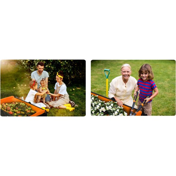 Strandkocsi, Humberg, HM-513, 100 l, fekete, 90 kg teherbírás, összecsukható, porszórt acél váz, forgó első kerekek, biztonsági hálóval