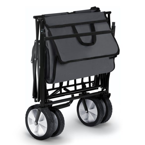 Strandkocsi, Humberg, HM-514, 80 l, antracit, 90 kg teherbírás, összecsukható, kormányozható tengely, állítható tető