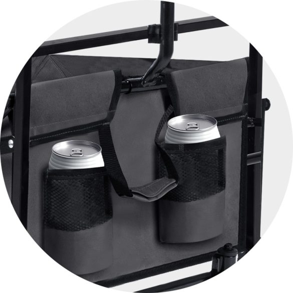 Strandkocsi, Humberg, HM-514, 80 l, antracit, 90 kg teherbírás, összecsukható, kormányozható tengely, állítható tető