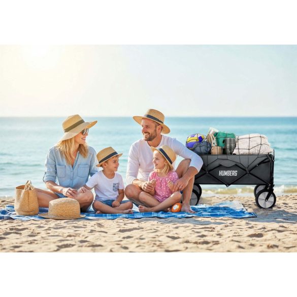 Biztonsági háló strandkocsihoz, Humberg, HM-511/HM-512/HM-513 kompatibilis, fekete, rugalmas, strapabíró, 8 db horog, univerzális méret