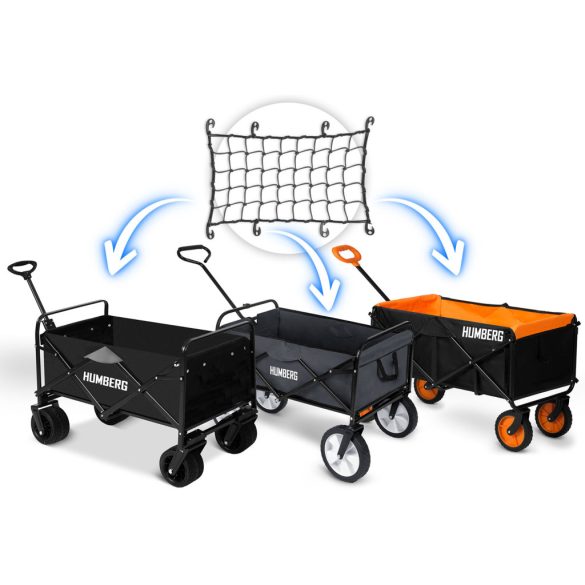 Biztonsági háló strandkocsihoz, Humberg, HM-511/HM-512/HM-513 kompatibilis, fekete, rugalmas, strapabíró, 8 db horog, univerzális méret