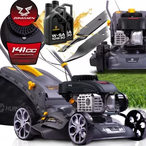 Benzinmotoros fűnyíró, Humberg HM-600, vágásszélesség: 40 cm, Zongshen motor, 141 cm3, 4 ütemű, 2200 W, 3 LE, 45 l gyűjtőkosár, oldalkidobás, mulcsozás, önjáró, 10W30 olajjal