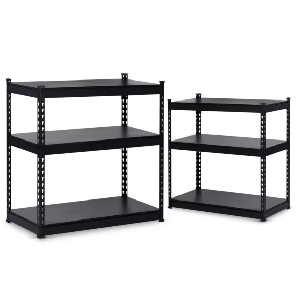 Műhelypolc, Humberg HR-700, fekete, fekete polcok, 183 x 90 x 45 cm, 5 polcos, acél, MDF polclapok, állítható polcmagasság, teherbírás: 250 kg/polc