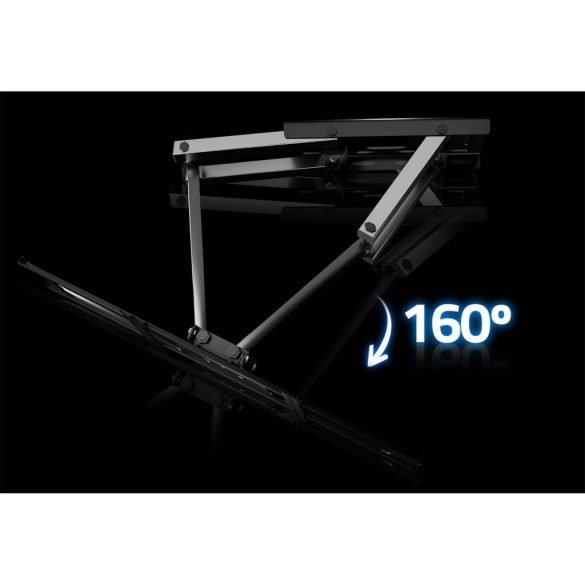 TV tartó konzol, fali, Humberg, fekete, 25"–70" méretig, dönthető és forgatható, 8–40 cm faltávolság, VESA 75×75–400×400, teherbírás: 50 kg