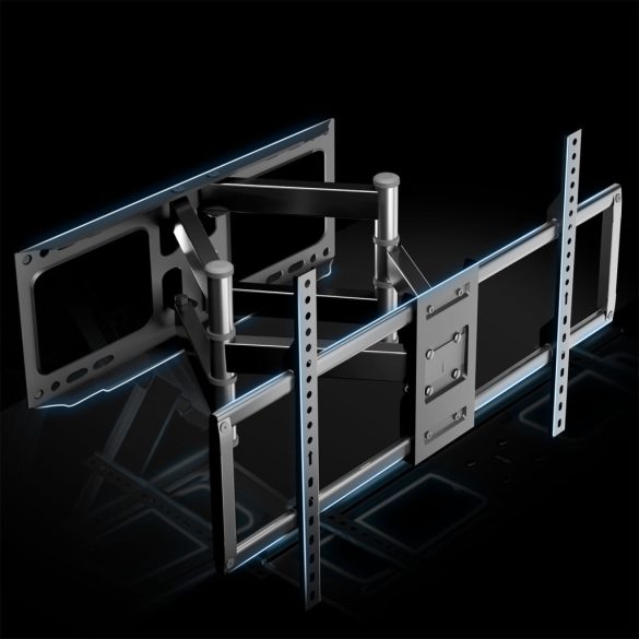 TV tartó konzol, fali, Humberg HM-881, fekete, 32"–80" méretig, dönthető és forgatható, 6,5–43 cm faltávolság, VESA 200 × 200–600 × 400, teherbírás: 70 kg