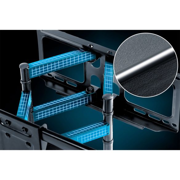 TV tartó konzol, fali, Humberg HM-881, fekete, 32"–80" méretig, dönthető és forgatható, 6,5–43 cm faltávolság, VESA 200 × 200–600 × 400, teherbírás: 70 kg