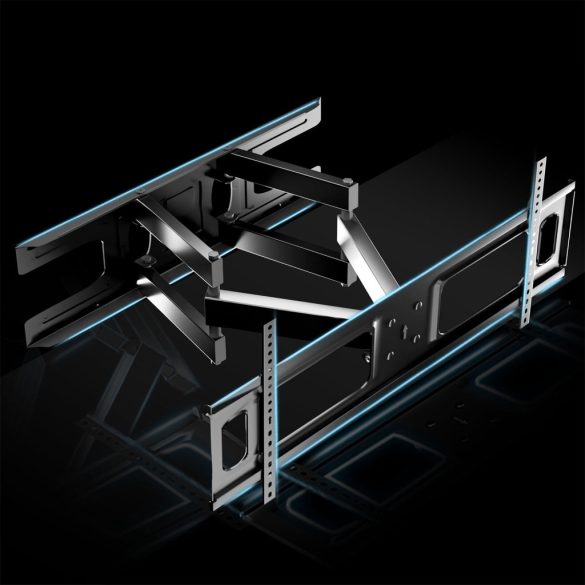 TV tartó konzol, fali, Humberg HM-882, fekete, 32"-70" méretig, dönthető és forgatható, 6-43 cm faltávolság, VESA 50 x 50–600 x 400, teherbírás: 45 kg