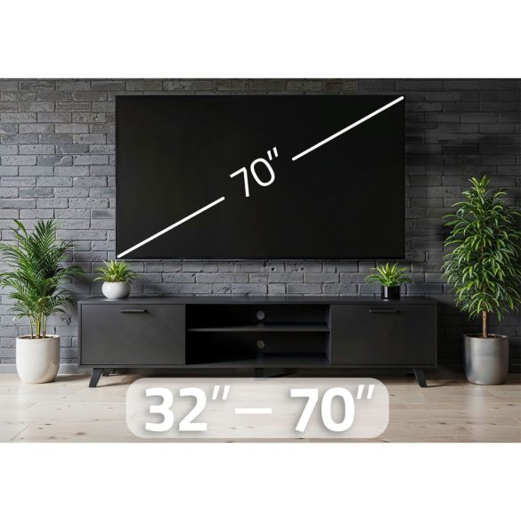TV tartó konzol, fali, Humberg HM-882, fekete, 32"-70" méretig, dönthető és forgatható, 6-43 cm faltávolság, VESA 50 x 50–600 x 400, teherbírás: 45 kg