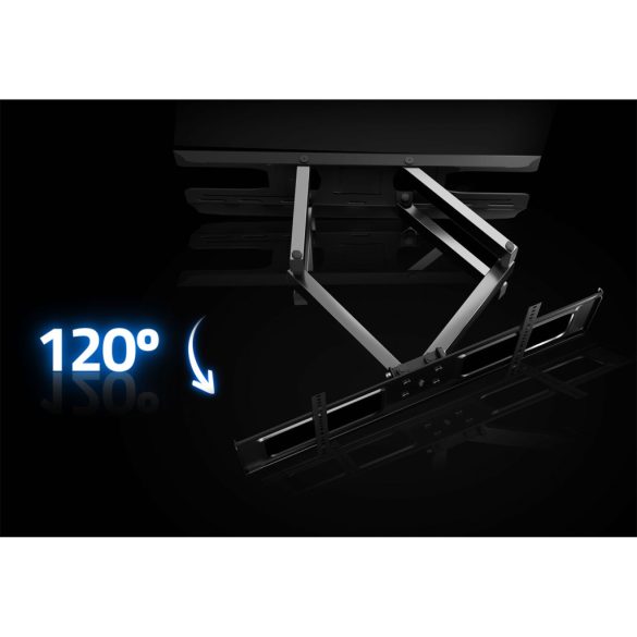 TV tartó konzol, fali, Humberg HM-883, fekete, 23"–60" méretig, dönthető és forgatható, 6-37 cm faltávolság, VESA 50 × 50–400 × 400, teherbírás: 45 kg