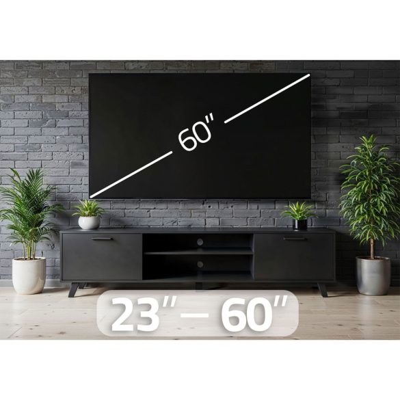 TV tartó konzol, fali, Humberg HM-883, fekete, 23"–60" méretig, dönthető és forgatható, 6-37 cm faltávolság, VESA 50 × 50–400 × 400, teherbírás: 45 kg