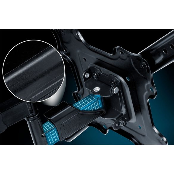 TV tartó konzol, fali, Humberg, fekete, 17"–56" méretig, dönthető és forgatható, 5-40 cm faltávolság, VESA 100 × 100–400 × 400, teherbírás: 35 kg