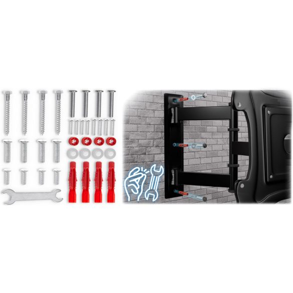 TV tartó konzol, fali, Humberg, fekete, 17"–56" méretig, dönthető és forgatható, 5-40 cm faltávolság, VESA 100 × 100–400 × 400, teherbírás: 35 kg