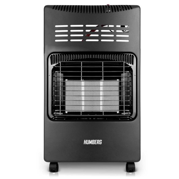 Gázos hősugárzó, Humberg HM-900, antracit, 4,2 kW, kerámia égő, piezo gyújtás, 3 fokozat, CO2- és borulásérzékelő, összecsukható