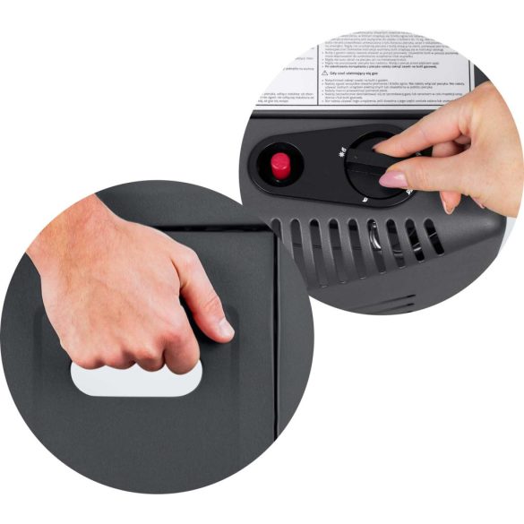 Gázos hősugárzó, Humberg HM-900, antracit, 4,2 kW, kerámia égő, piezo gyújtás, 3 fokozat, CO2- és borulásérzékelő, összecsukható