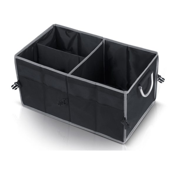Tároló csomagtartóba, Humberg HM-990, fekete, 58 x 34 x 29 cm, összecsukható, vízálló, levehető fedél, kétrekeszes, polietilén, alumínium fogantyúk