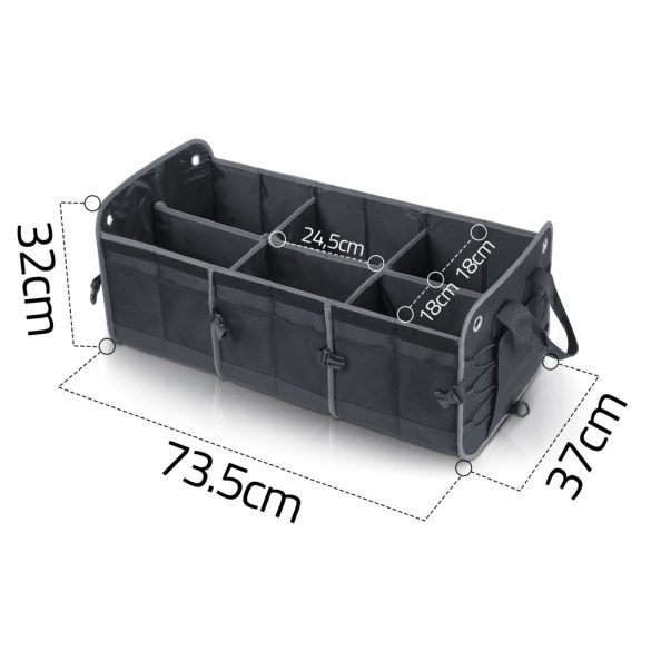Tároló csomagtartóba, Humberg HM-991, fekete, 73,5 x 37 x 32 cm, összecsukható, vízálló, levehető fedél, polietilén, csúszásgátló alj, fém fogantyúk