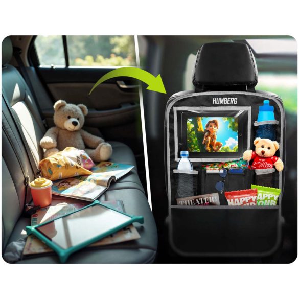 Autós üléstároló, Humberg HM-992, 60 x 43 cm, 9 zseb, könnyen tisztítható, háttámlavédő