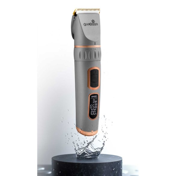 Akkumulátoros kisállat szőrnyírógép, Pethaus PH-100, szürke, 10 W, LCD kijelző, acél penge, 0,8-2,0 mm, Li-Ion 3,7 V, 3200 mAh, USB-C töltés
