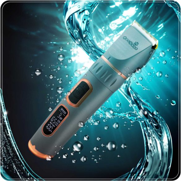 Akkumulátoros kisállat szőrnyírógép, Pethaus PH-100, szürke, 10 W, LCD kijelző, acél penge, 0,8-2,0 mm, Li-Ion 3,7 V, 3200 mAh, USB-C töltés