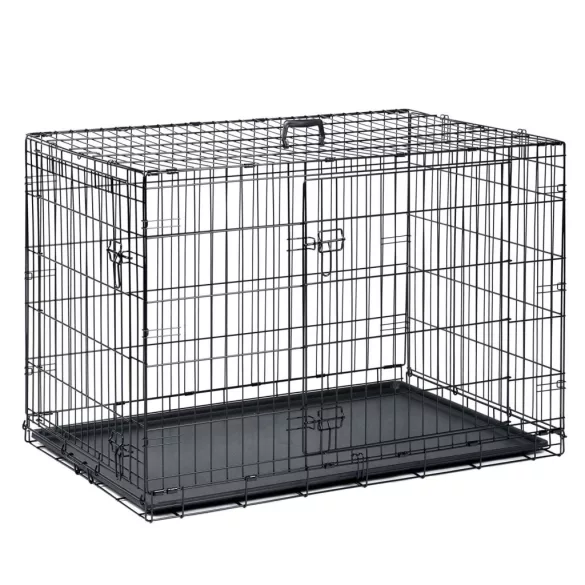 Beltéri kutyakennel, Pethaus PH-200, fekete, 75, 5 x 47, 5 x 54 cm, összecsukható, 2 ajtós, acél váz, kivehető műanyag tálca, hordfogantyú, kistestű kutyáknak, S méret (TE620000)