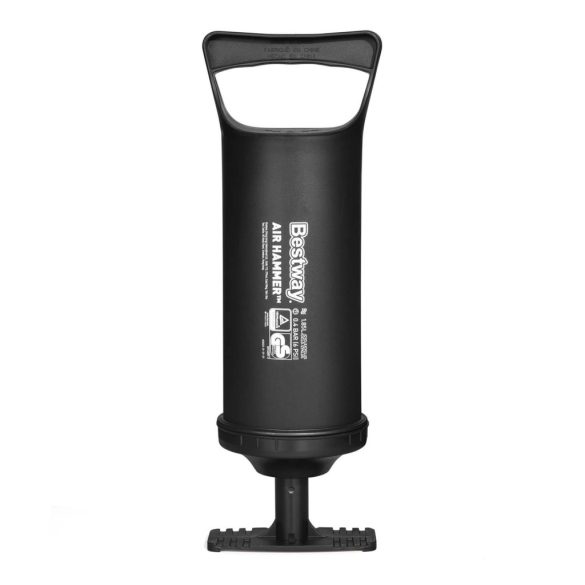 Kézi pumpa, BESTWAY, fekete, 1,85 l/ciklus, 36 cm, dugattyús, felfújás és leeresztés funkció, 3 cserélhető fúvóka, rugalmas tömlővel (62003)