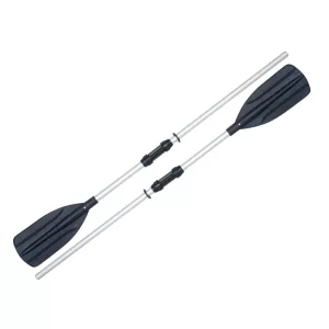Evezőlapát / kajaklapát, BESTWAY, ezüst/fekete, 145 / 218 cm, műanyag fej, alumínium rúd, kajak evezővé összekapcsolható, poliészter táskában, 2 db evező, egyben kajaklapáttá összeállítható (62064)