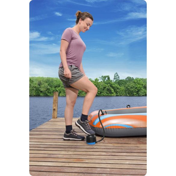 Lábpumpa, BESTWAY, fekete, 0,3 l/ciklus, 13 cm, 3 cserélhető fúvóka, felfújás és leeresztés funkció, rugalmas tömlővel (62147)