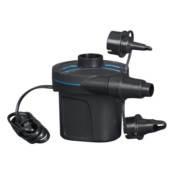Elektromos pumpa, BESTWAY PowerTouch, fekete, 110 W, 220–240 V, 680 l/perc, 11,3 × 10,1 × 11 cm, 3 cserélhető fúvóka, felfújás és leeresztés funkció (62252)