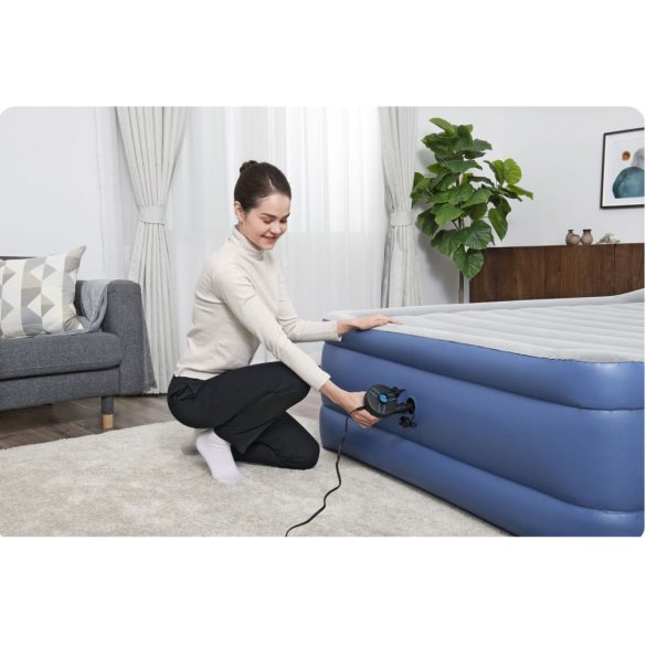 Elektromos pumpa, BESTWAY PowerTouch, fekete, 96 W, 12 V, 680 l/perc, 11,3 × 10,1 × 12,2 cm, 3 cserélhető fúvóka, felfújás és leeresztés funkció (62257)