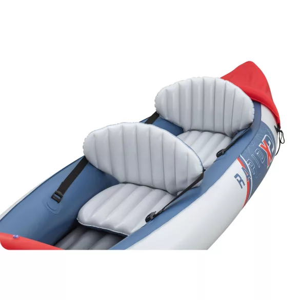 Felfújható kajak, BESTWAY Hydro-Force Lite-Rapid X2, fehér/kék, 321 x 100 cm (2 személyes), PVC, evezővel, pumpával, hordtáskával, javítótapasszal, kivehető ülésekkel, teherbírás: 180 kg (65077)
