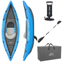   Felfújható kajak, BESTWAY Hydro-Force Cove Champion X1, kék, 275 x 81 cm (1 személyes), PVC, evezővel, pumpával, hordtáskával, teherbírás: 100 kg (65115N)