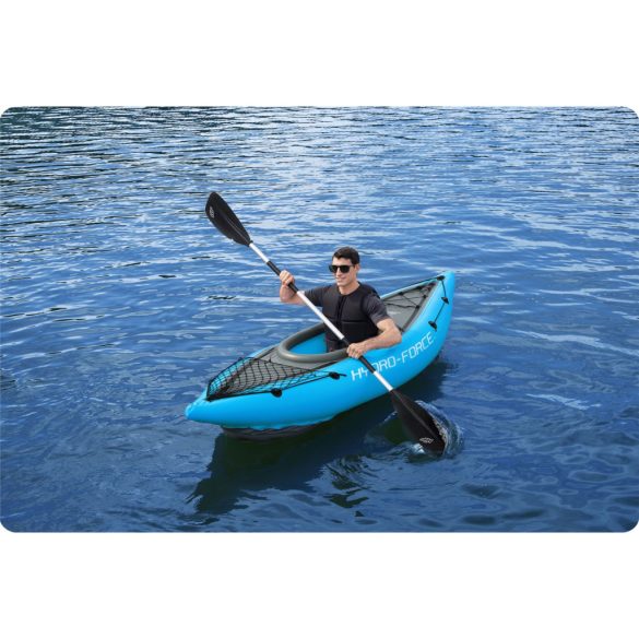 Felfújható kajak, BESTWAY Hydro-Force Cove Champion X1, kék, 275 x 81 cm (1 személyes), PVC, evezővel, pumpával, hordtáskával, teherbírás: 100 kg (65115N)