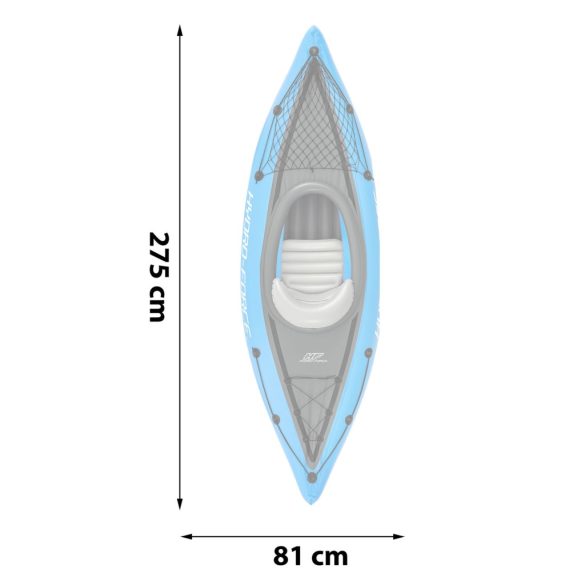 Felfújható kajak, BESTWAY Hydro-Force Cove Champion X1, kék, 275 x 81 cm (1 személyes), PVC, evezővel, pumpával, hordtáskával, teherbírás: 100 kg (65115N)