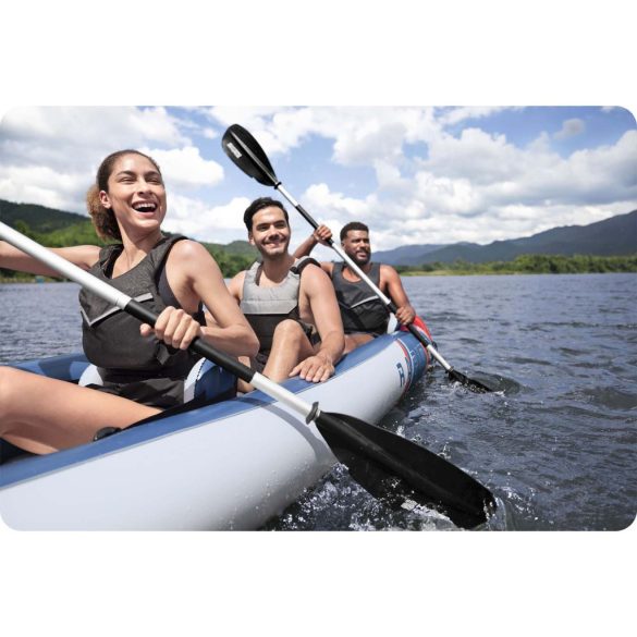 Felfújható kajak, BESTWAY Hydro-Force Rapid X3, fehér/kék, 381 x 100 cm (3 személyes), PVC, evezővel, pumpával, hordtáskával, javítótapasszal, teherbírás: 280 kg (65132)