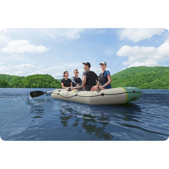 Felfújható gumicsónak, BESTWAY Hydro-Force Ranger Elite X4, szürke, 320 x 148 cm (4 személyes), evezőkkel, pumpával, párnával, hordtáskával, javítótapasszal (65157)