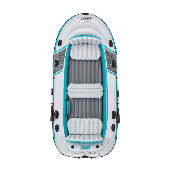 Felfújható gumicsónak, BESTWAY Hydro-Force Adventure Elite X5, fehér, 364 x 166 cm (5 személyes), evezőkkel, pumpával, hordtáskával, javítótapasszal (65159)