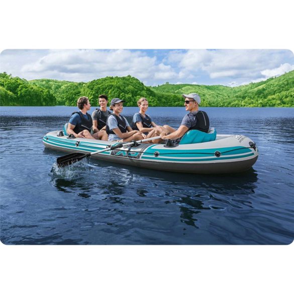 Felfújható gumicsónak, BESTWAY Hydro-Force Adventure Elite X5, fehér, 364 x 166 cm (5 személyes), evezőkkel, pumpával, hordtáskával, javítótapasszal (65159)