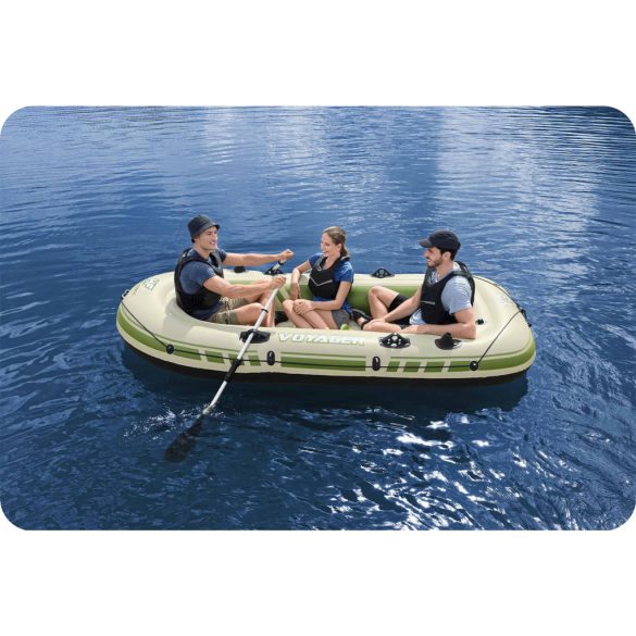 Felfújható gumicsónak szett, BESTWAY Voyager X3 Raft, bézs, 294 x 137 cm (3 személyes), evezőkkel, pumpával, párnával, hordtáskával, javítótapasszal (65164)