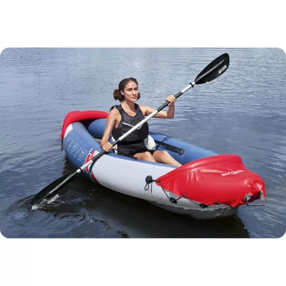 Felfújható kajak, BESTWAY Rapid X1, fehér/kék, 290 x 91 cm (1 személyes), PVC, evezővel, pumpával, hordtáskával, javítótapasszal, teherbírás: 120 kg (65176)