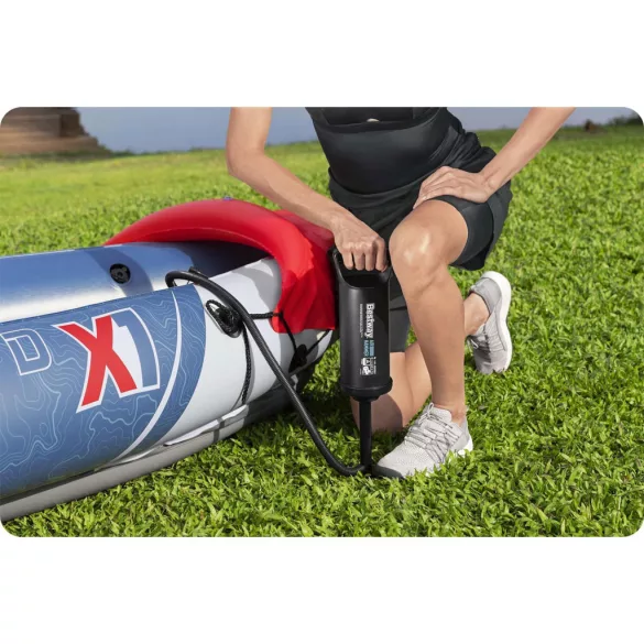 Felfújható kajak, BESTWAY Rapid X1, fehér/kék, 290 x 91 cm (1 személyes), PVC, evezővel, pumpával, hordtáskával, javítótapasszal, teherbírás: 120 kg (65176)