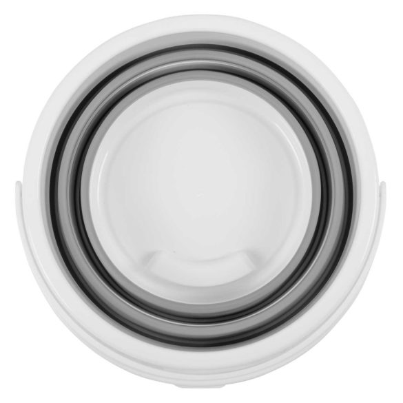 Összecsukható vödör, Massido MS-681, 10 liter, szürke, szilikon, szűrős fedéllel és fogantyúval, helytakarékos, többfunkciós