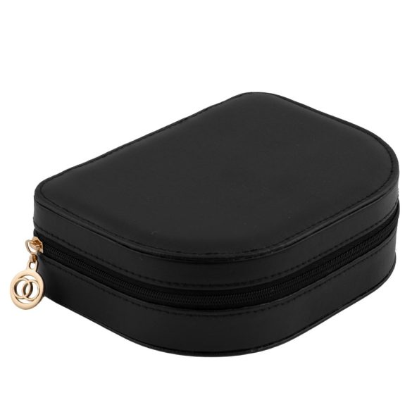 Ékszerdoboz, Massido MS-707, 16,5 x 12 x 5 cm, fekete, PU műbőr, zárható, könnyű, utazáshoz ideális, több rekesszel