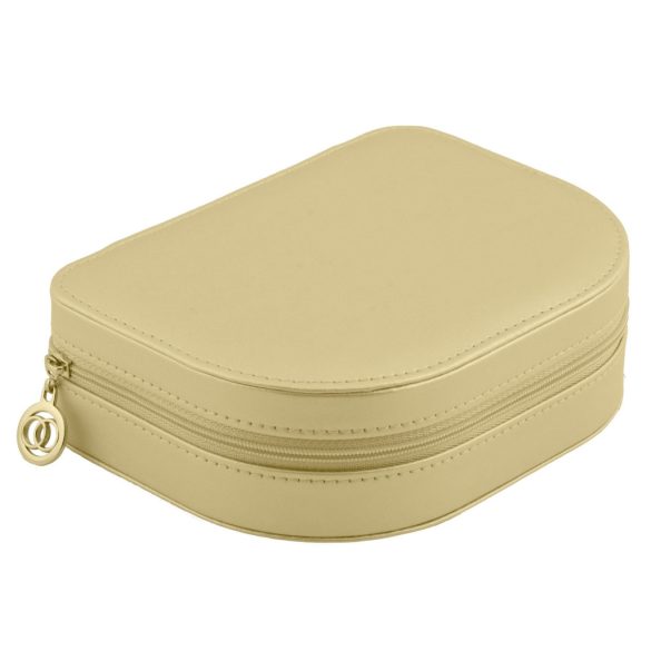 Ékszerdoboz, Massido MS-707, 16,5 x 12 x 5 cm, arany, PU műbőr, zárható, könnyű, utazáshoz ideális, több rekesszel