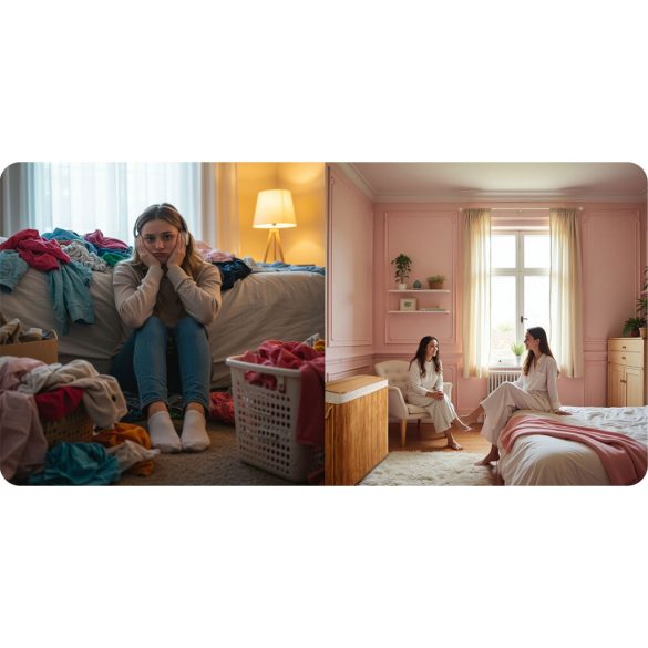 Szennyeskosár, Massido, natúr, 150 l, bambusz, 61 × 62 × 42 cm, kivehető pamut betét, fedeles, három rekesz, fogantyúkkal